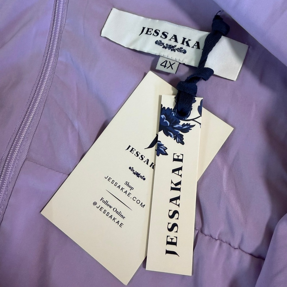 JessaKae Jeanne Dress Plus Size 4X Lavender Purple Swiss Dot Tulle Tiered Midi - Picture 6 of 12